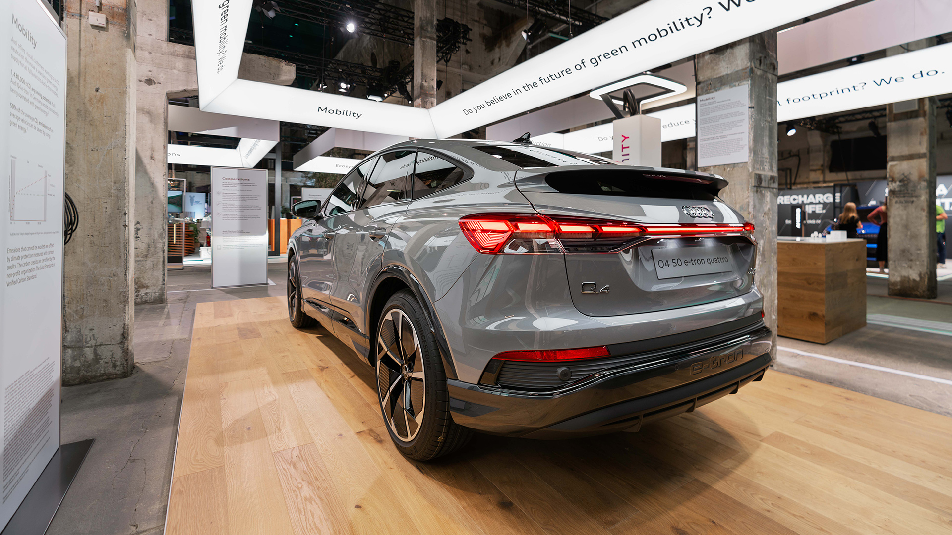 The Audi Q4 Sportback 50 e-tron quattro at the Audi booth.