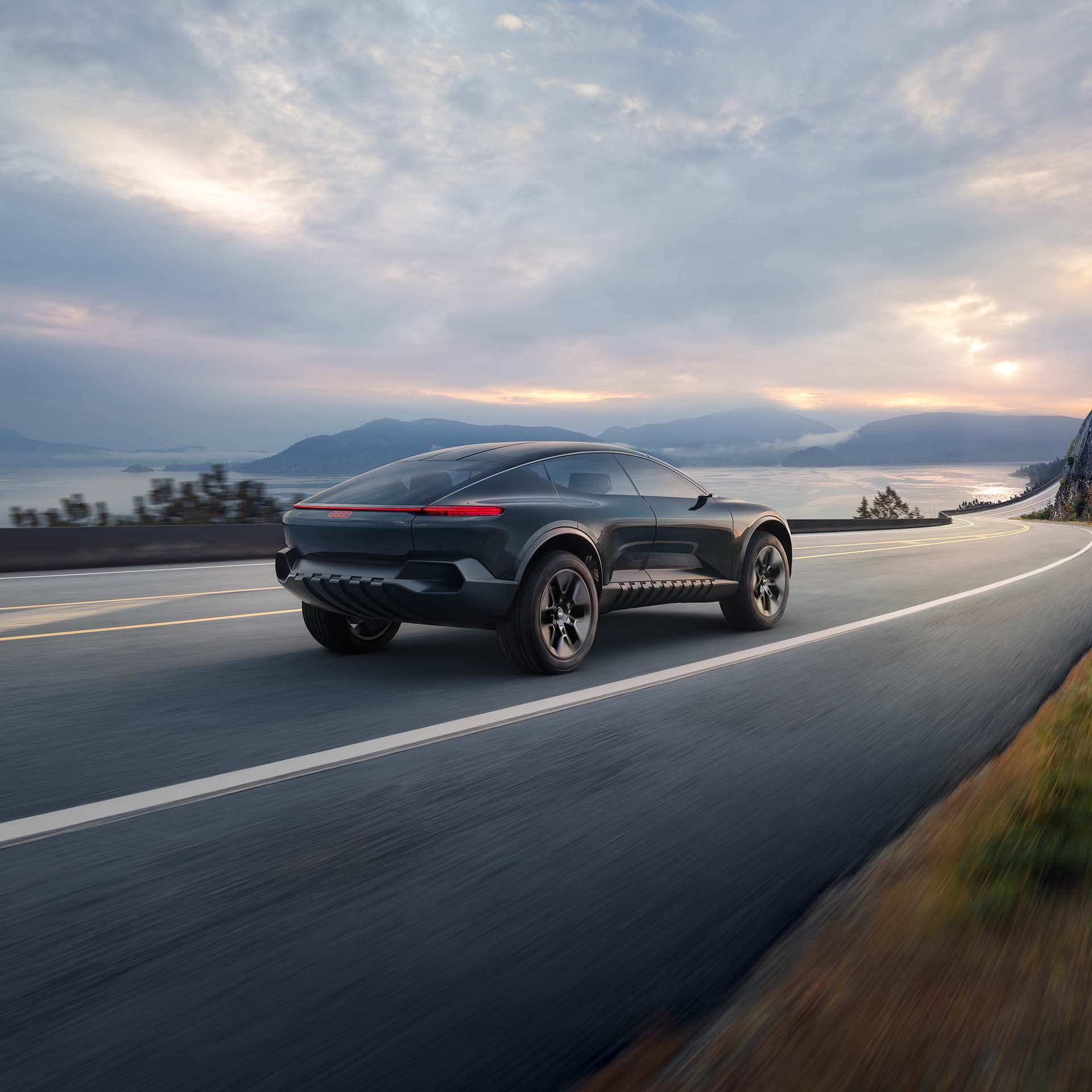 The Audi activesphere concept driving in the street.